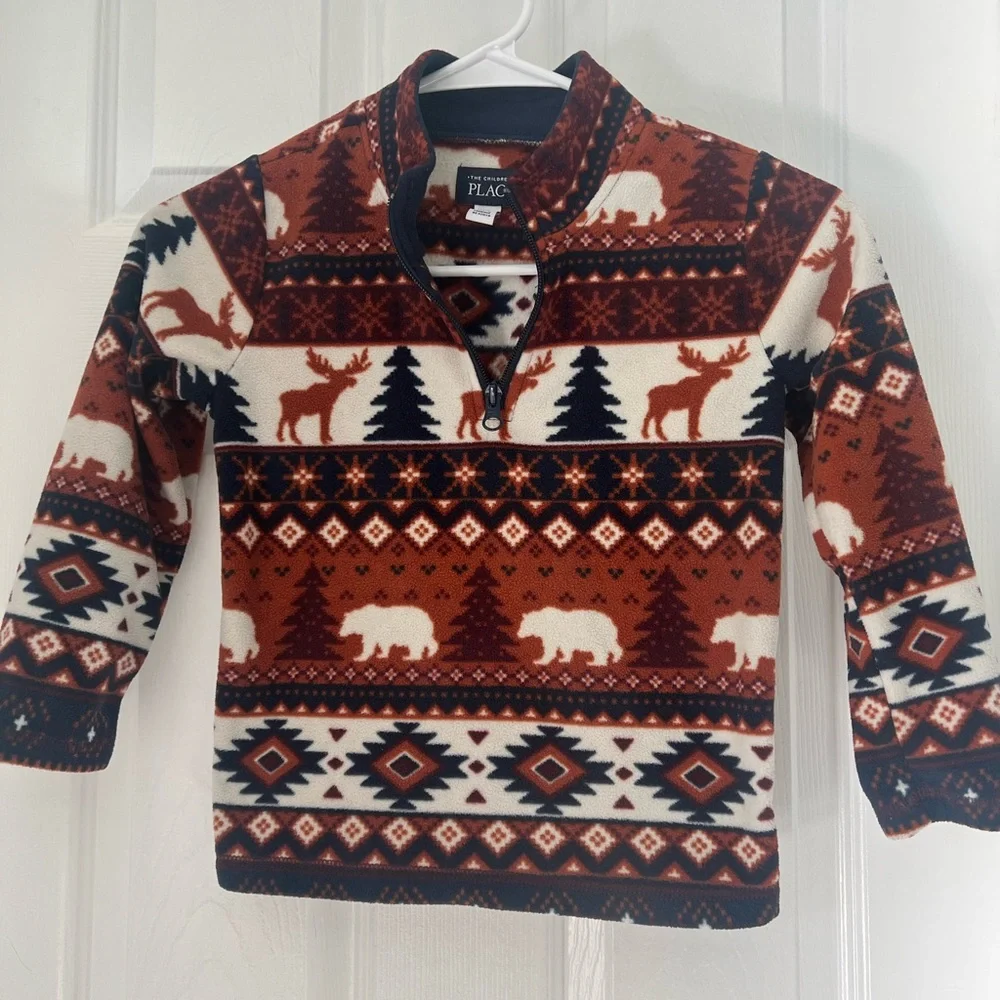 The Children's Place Brown and Cream Fleece Pullover